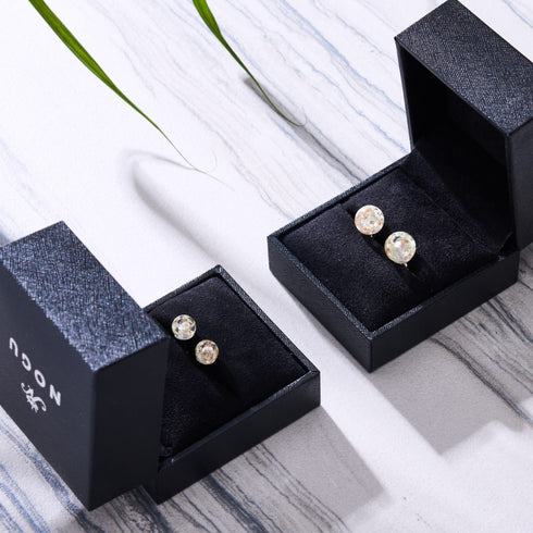 Albâtre | Argent sterling .925 | Mini Boucles D'oreilles Tiges En Verre Luciole